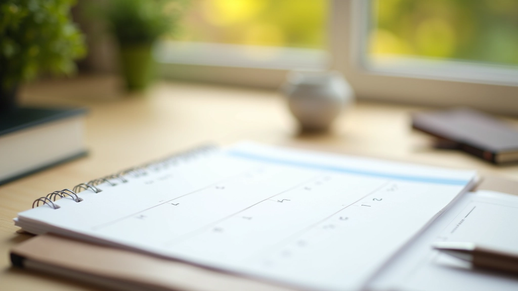Calendrier et stylo sur un bureau montrant la planification hebdomadaire