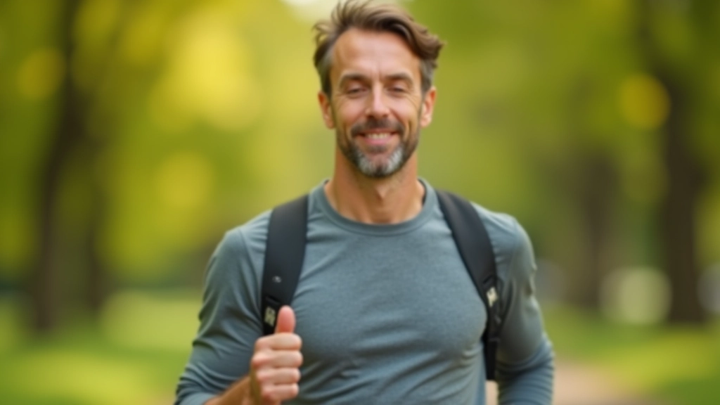 Portrait d'un instructeur de méditation en marchant, posture confiante, dans un cadre naturel montpelliérain