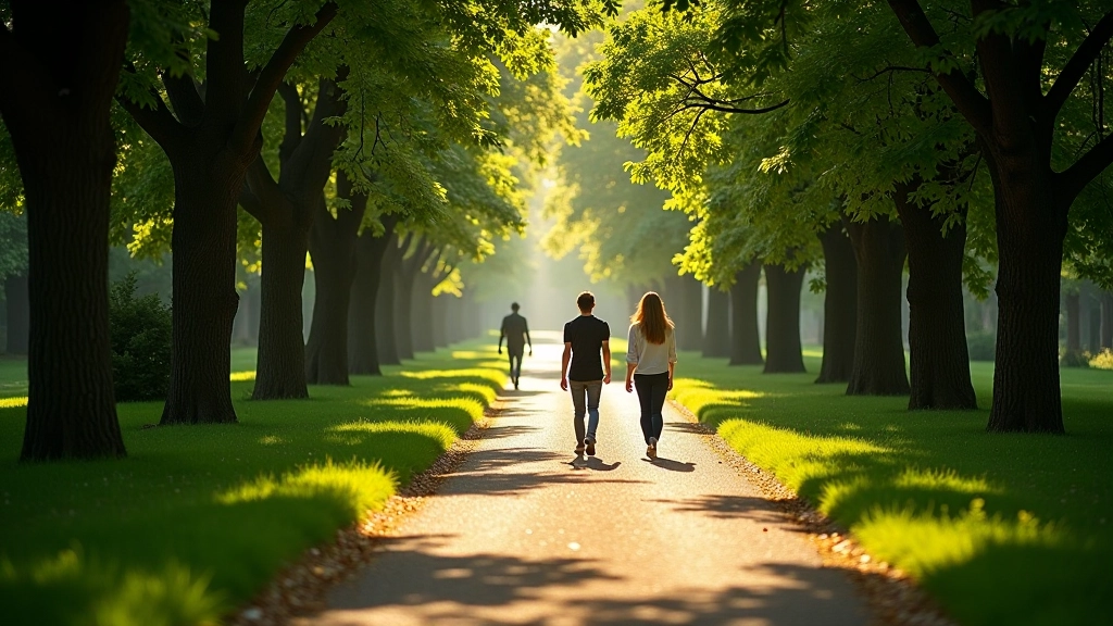 Promenade sereine dans les parcs verts de Montpellier avec chemins naturels et végétation luxuriante