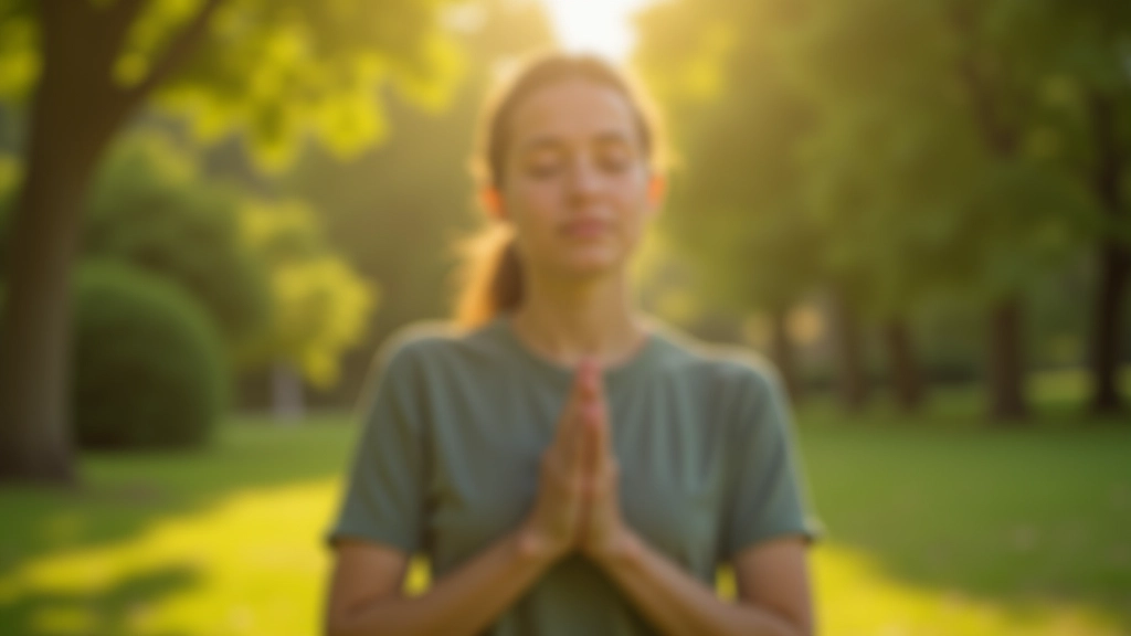 Portrait en nature d'une personne pratiquant la méditation avancée en environnement naturel avec une présence profonde