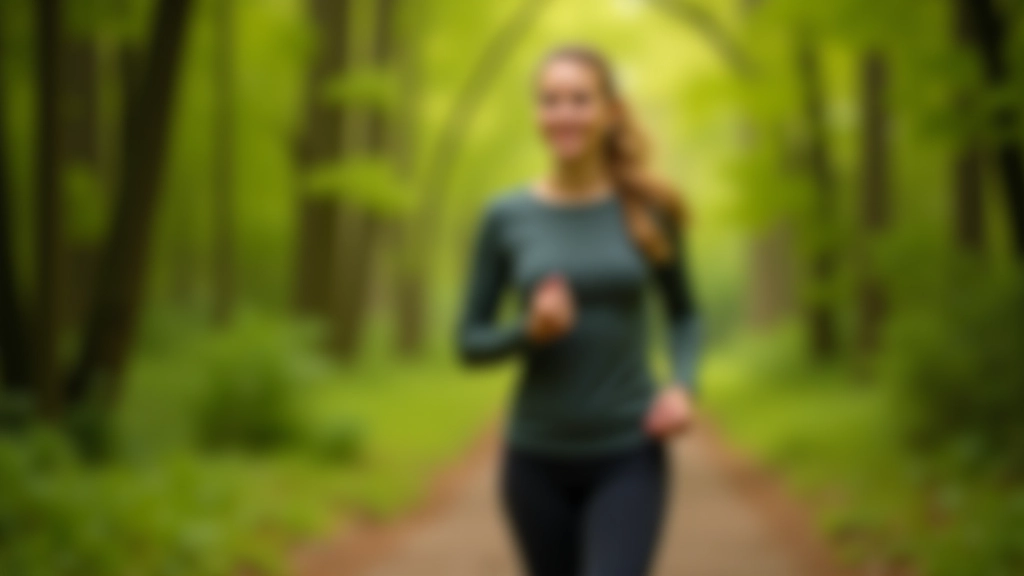 Personne méditant en marchant paisiblement sur un sentier forestier à Montpellier avec lumière naturelle