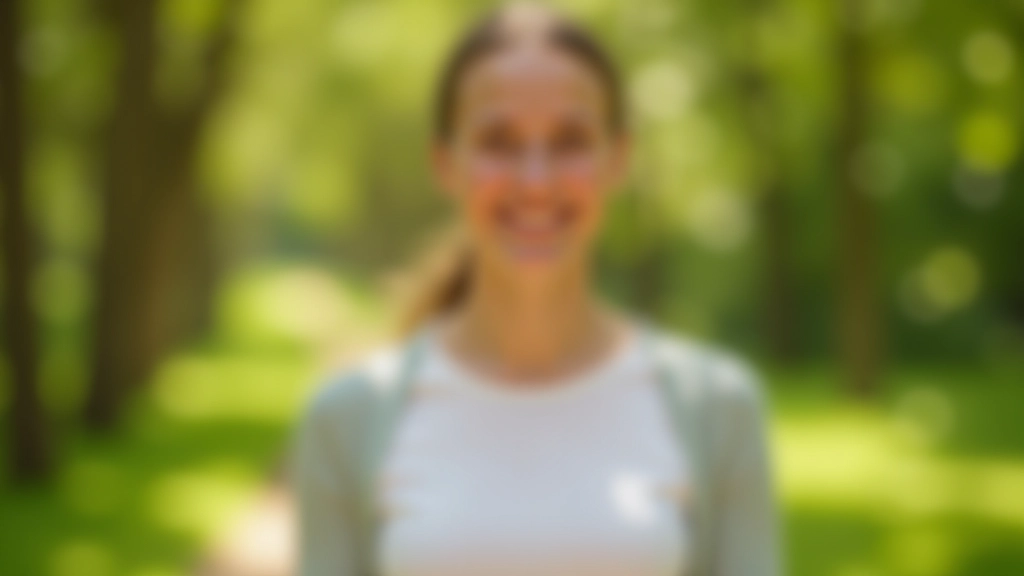 Portrait d'une assistante instructrice souriante, vêtue de vêtements de méditation, dans un environnement naturel